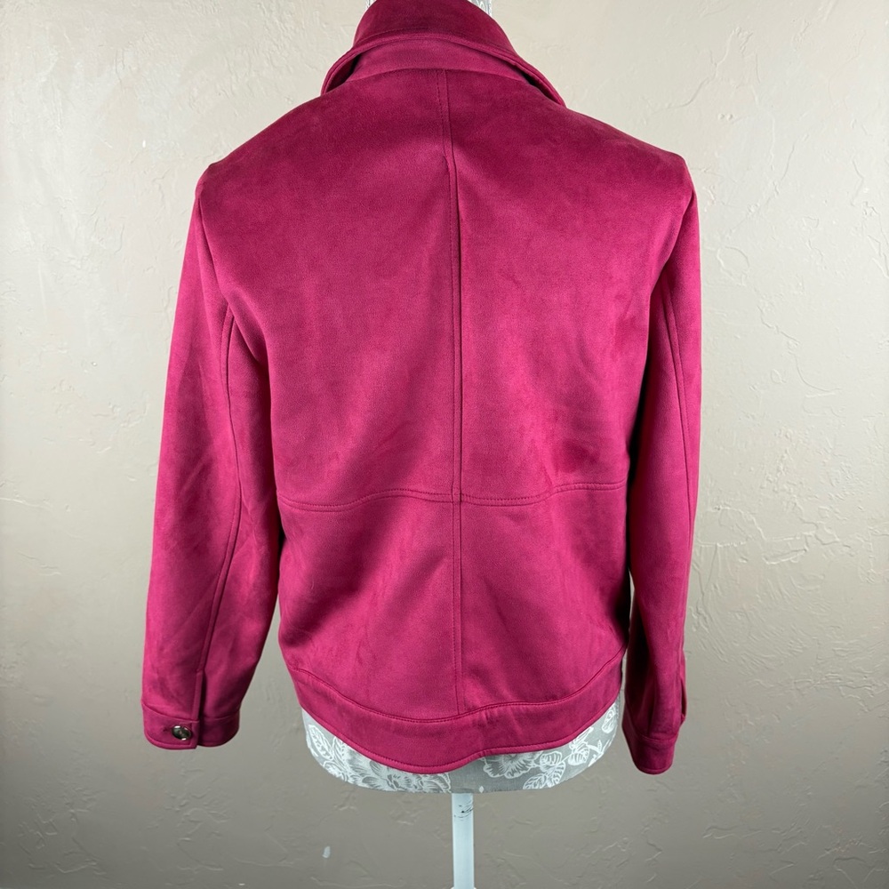 Chicos Pink Faux Suede Jacket Women’s size 1 Medium - Picture 7 of 12
